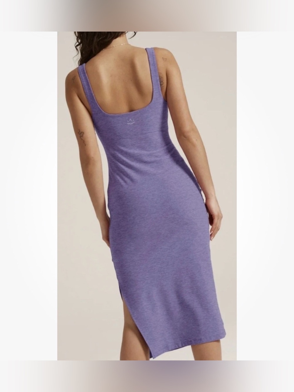 Beyond Yoga Icon Spacedye Midi Dress Purple Slit Sz S #Athleisure